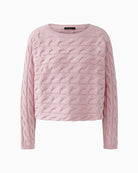 Mauve cropped cable knit jumper by Oui with boxy fit