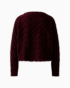 Back view of cropped cable knit jumper by Oui in soft cotton blend with horizontal knit