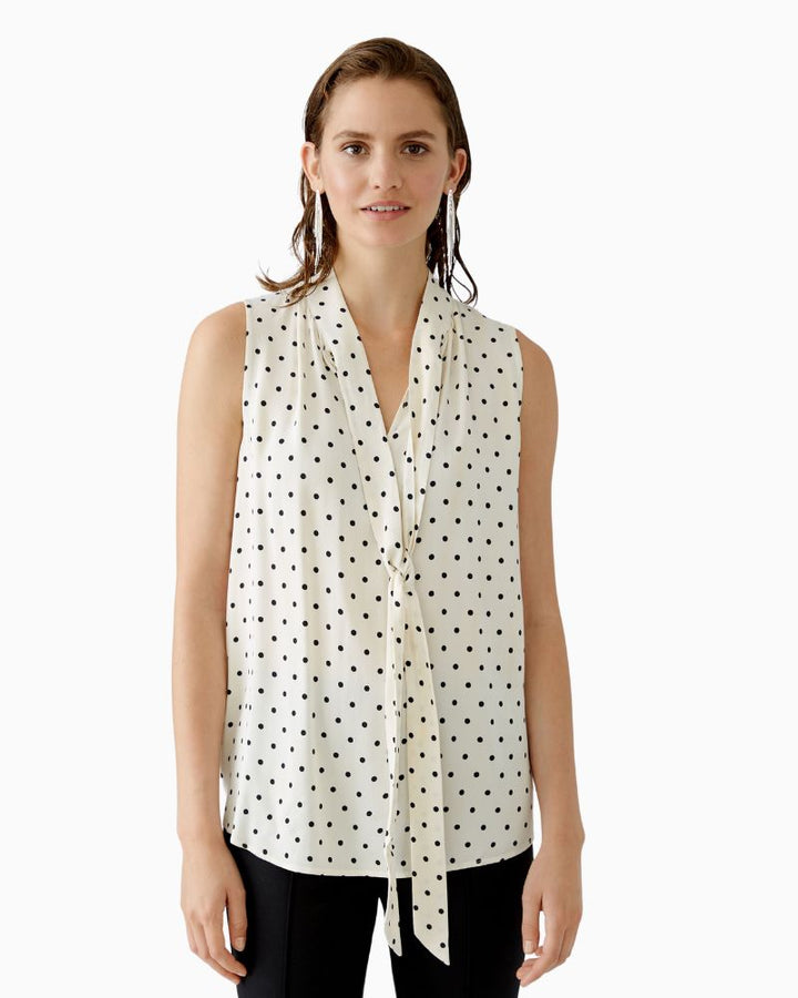 Oui - Sleeveless Polka Dot Blouse