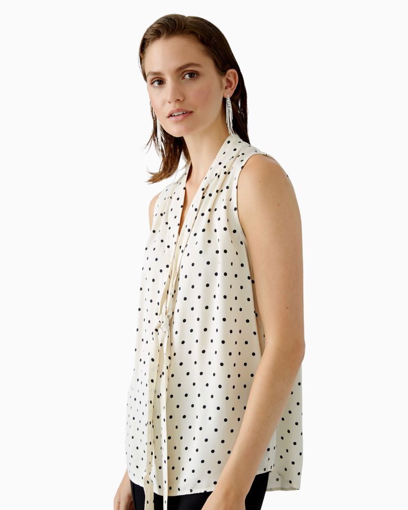 Oui - Sleeveless Polka Dot Blouse