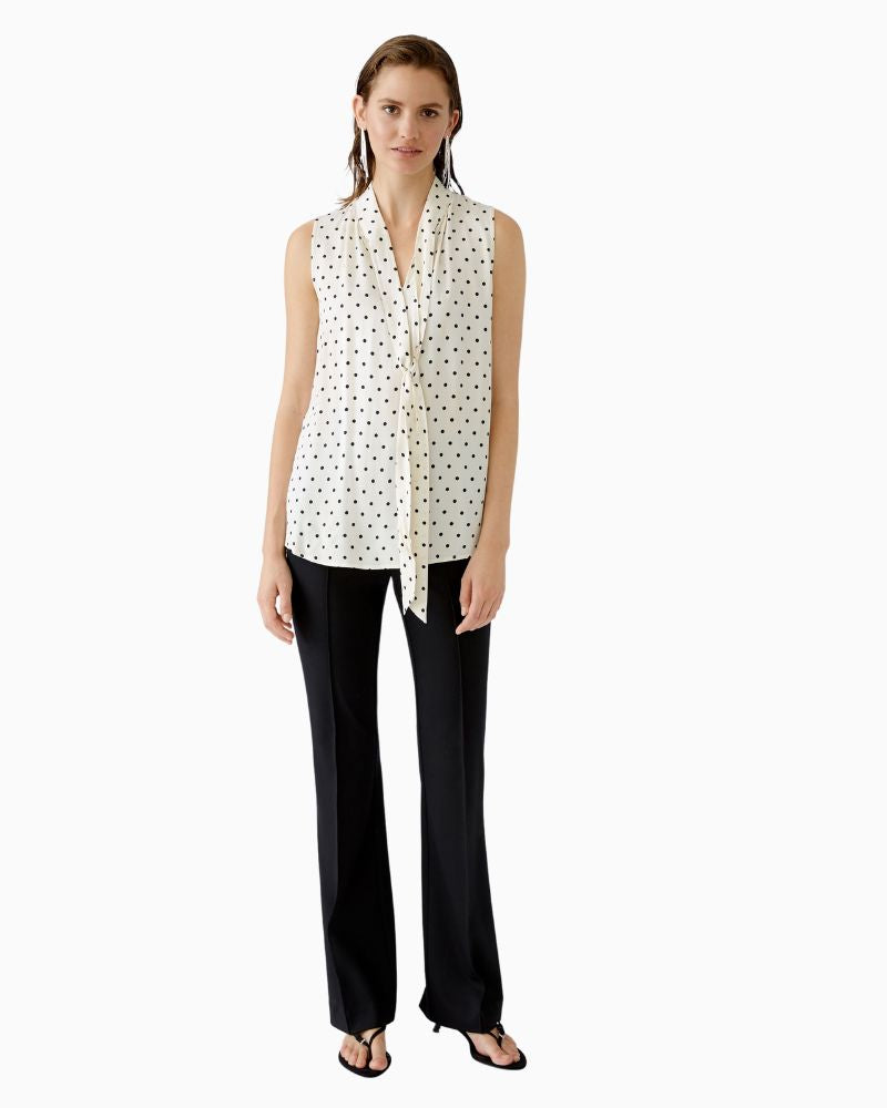 Oui - Sleeveless Polka Dot Blouse