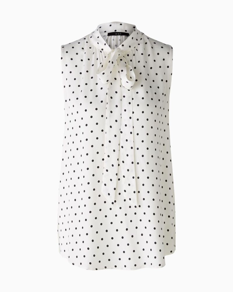 Oui - Sleeveless Polka Dot Blouse