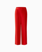 Red straight-leg trousers by Oui in stretch technical fabric