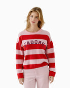 Oui stripe jumper with red and pink horizontal stripes
