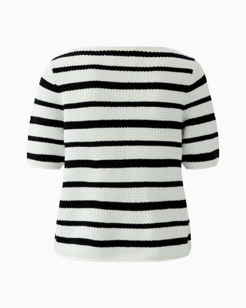 Oui stripe pullover white and black back on white background – Áines Boutique