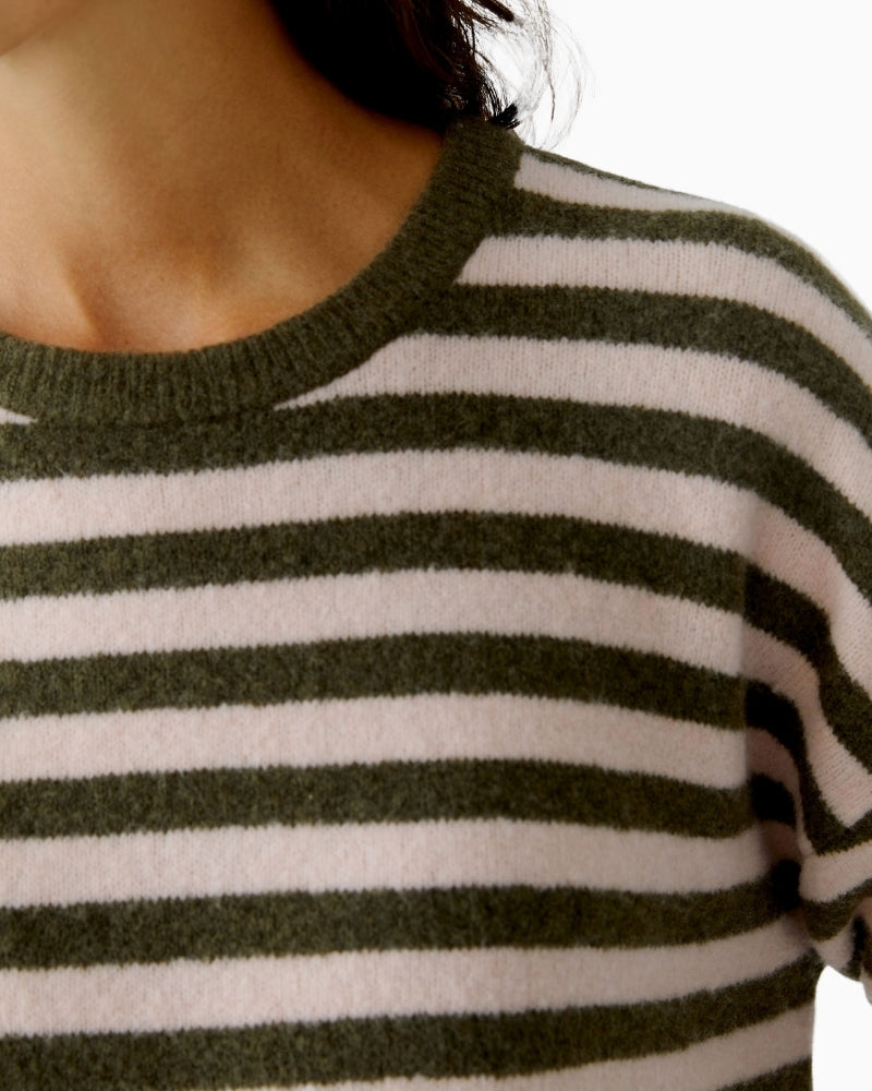 Close-up of cosy stripe pattern in pastel pink and green