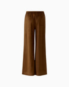 Oui suede-look slip pants Fondue Fudge on white background back view – Áines Boutique