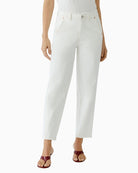 Oui The Relaxed white jeans, front view – Áines Boutique