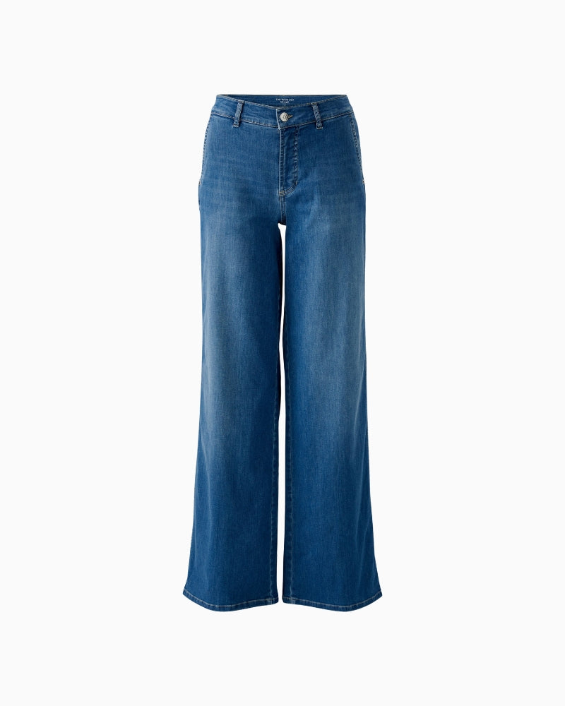 Oui wide leg jeans in cotton-blend stretch denim with relaxed fit