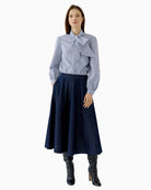 Oui A-Line Denim Skirt in denim styled view