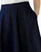 Oui A-Line Denim Skirt in denim waistband detail