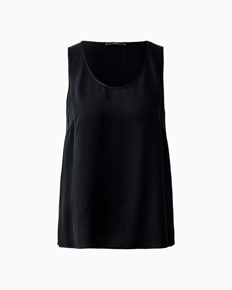 Oui black tank top flat lay front – Áines Boutique