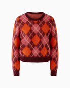 Oui Argyle Jumper in pink and orange argyle knit detail