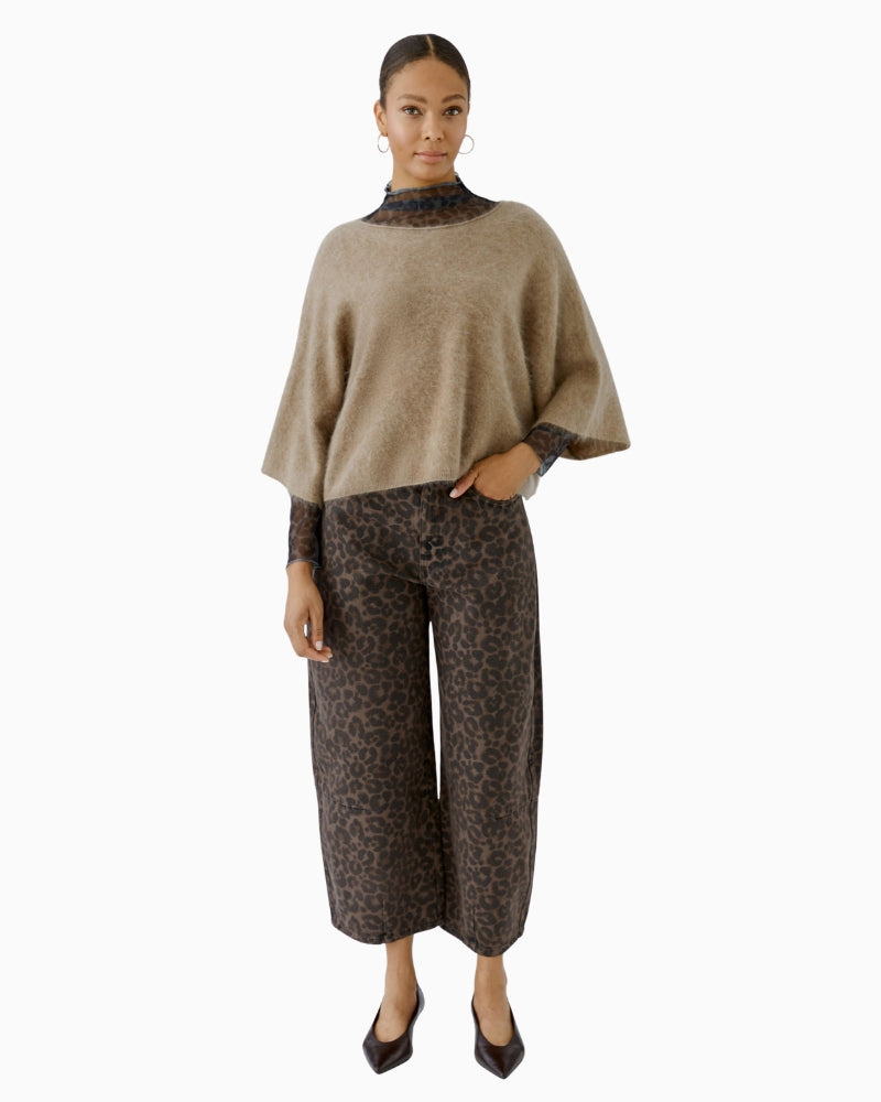Oui Barrel Jeans in Leopard front view