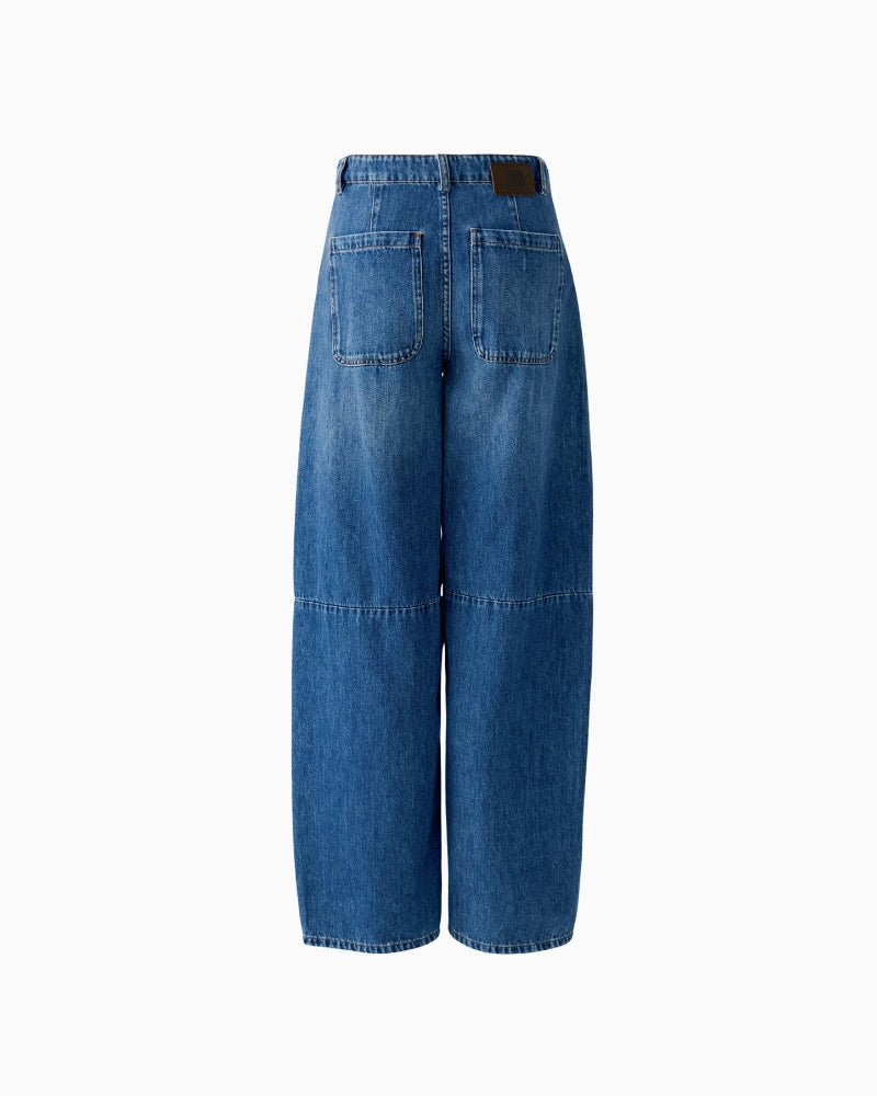 Oui Barrel Leg Jeans in Mid Blue Denim product back