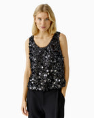Oui black top front view on woman wearing it – Áines Boutique