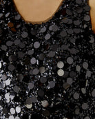 Oui black top close-up of fabric texture – Áines Boutique