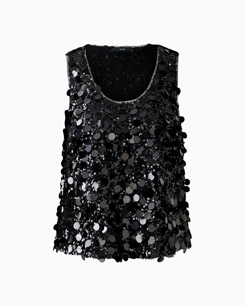 Oui black top flat lay front view – Áines Boutique