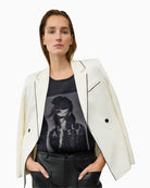 Oui Blazer in Off White lapel collar detail