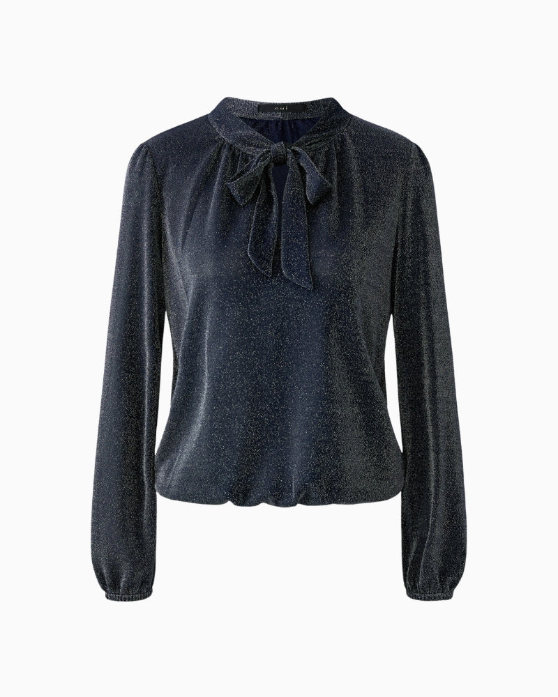 Oui Blouse in Navy front view