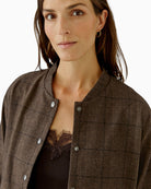 Oui Blouson Jacket in brown collar detail