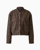 Oui Blouson Jacket in brown fabric detail