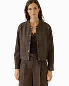 Oui Blouson Jacket in dark brown front view