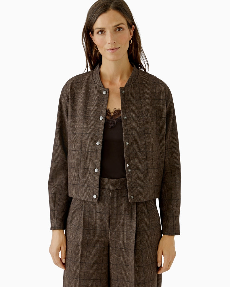 Oui Blouson Jacket in dark brown front view