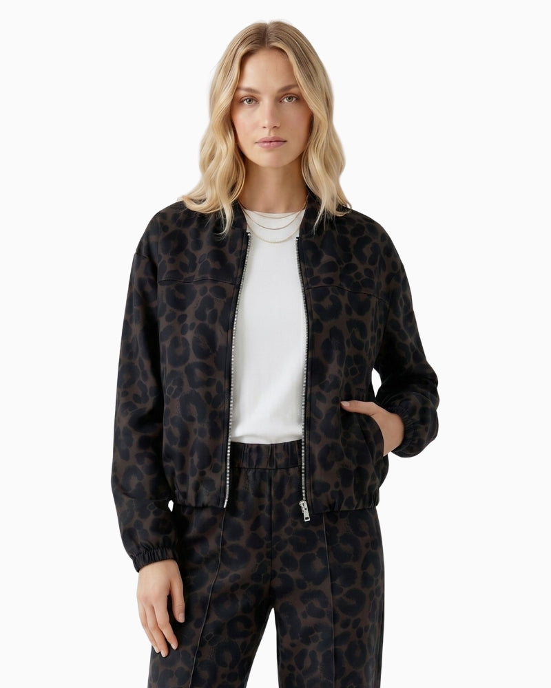 Oui Bomber Jacket in Leopard fabric detail