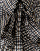 Oui Bow Blouse in off-white and brown check detachable bow detail
