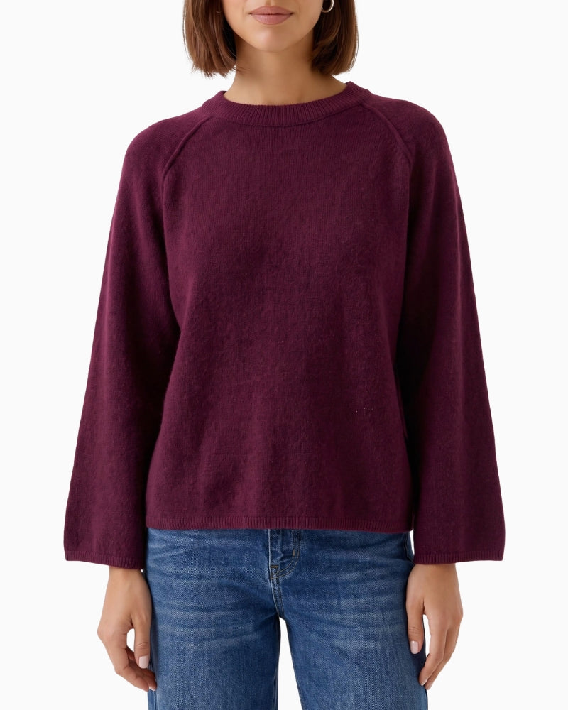Oui Bramble Berry Pullover in berry crew neck detail