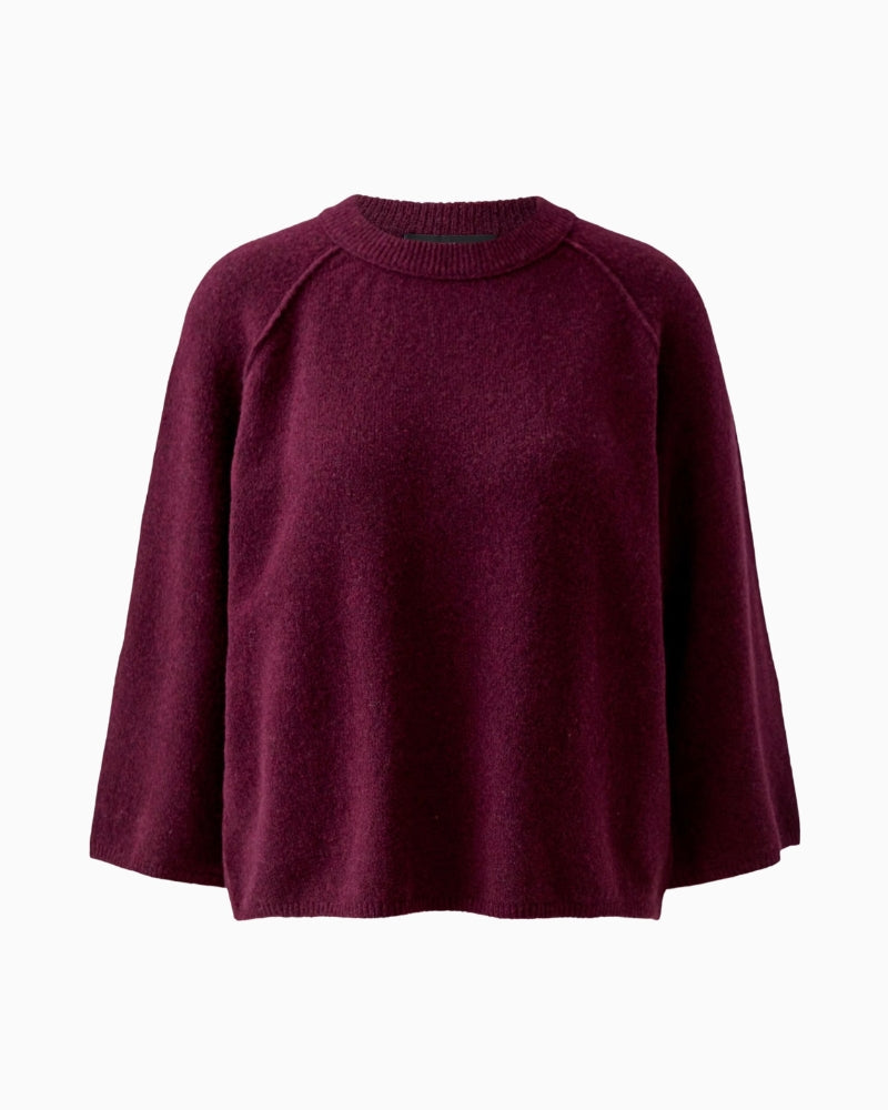 Oui Bramble Berry Pullover in berry raglan seam detail