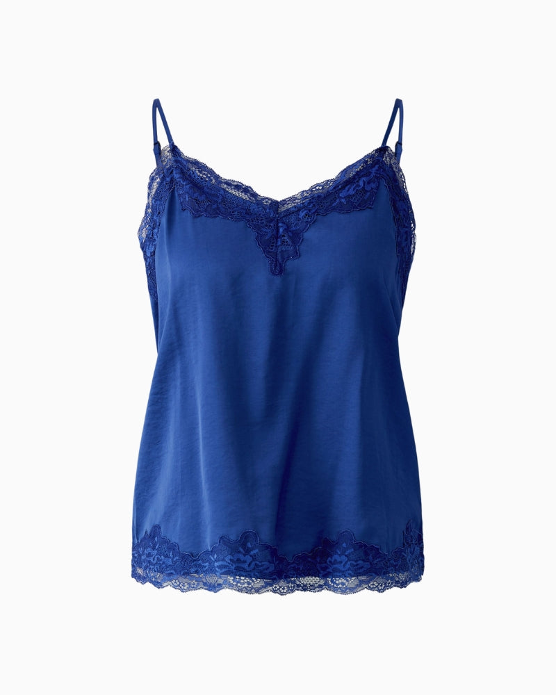 Oui Cami Top in Blue fabric detail