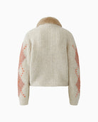 Oui Cardigan With Faux Fur Collar in Cream back detail