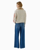 Oui Cardigan With Faux Fur Collar in Cream back view