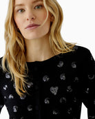 Oui Cardigan in black coated button detail