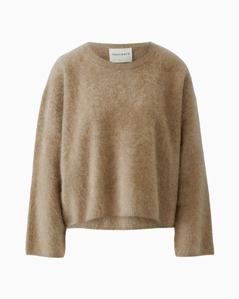 Oui Cashmere Pullover in Beige fabric detail