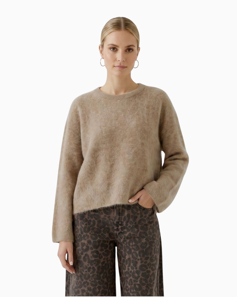 Oui Cashmere Pullover in Beige front view