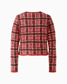 Oui Check Cardigan in red and pink back detail