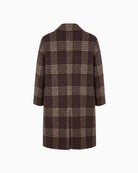 Oui Check Coat in brown back view