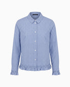 Oui Check Shirt in blue and white front view