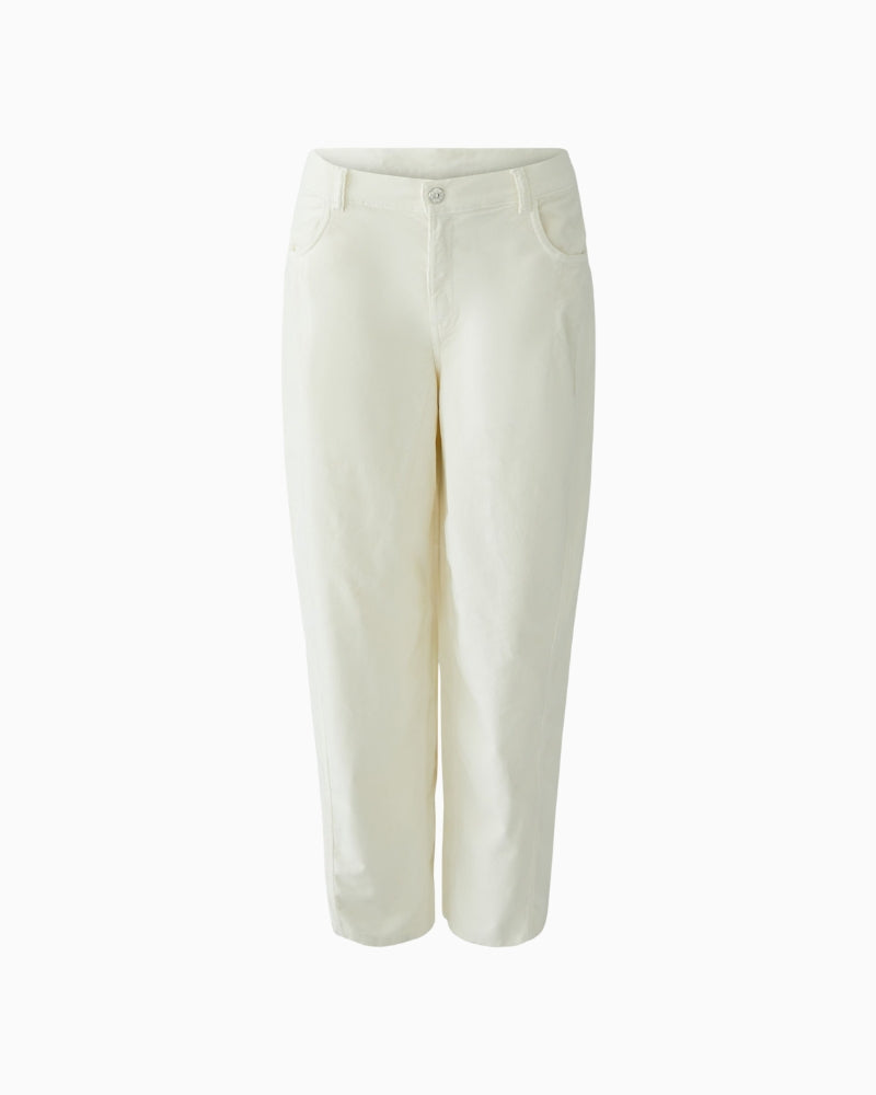 Oui Cord Trousers in cream front view