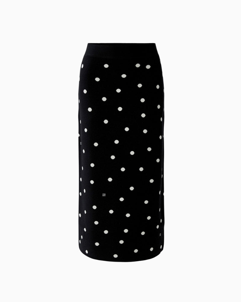 Oui Dot Midi Skirt in black and off white front view