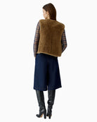 Oui Faux Fur Gilet in Tan back view