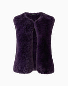 Oui Faux Fur Gilet in Violet faux fur fabric detail