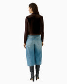 Oui Faux Fur Gilet in brown back view