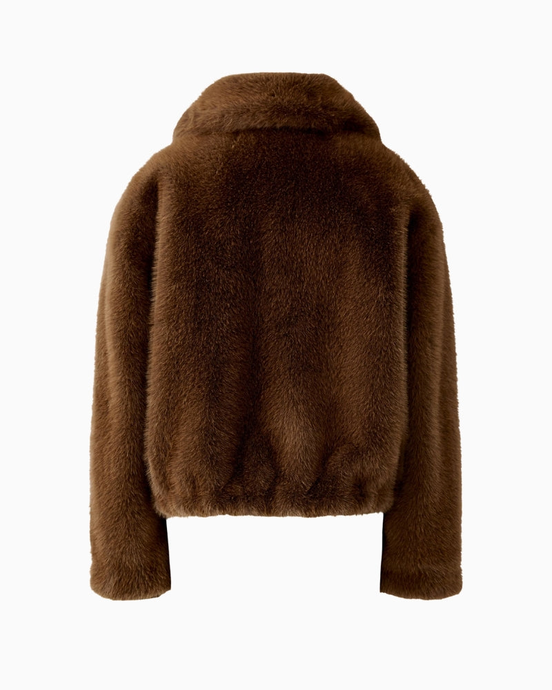 Flat lay back view of Oui Faux Fur Jacket