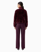 Oui Faux Fur Jacket in Berry back view