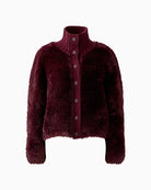 Oui Faux Fur Jacket in Berry faux fur texture detail