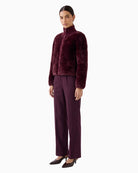 Oui Faux Fur Jacket in Berry side view